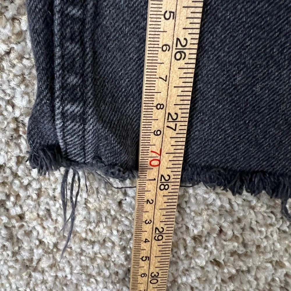 Zara Women Black High Waisted Wide Leg Raw Hem Denim Jeans Size 4 26